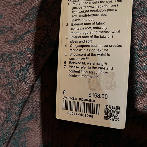 Lululemon Jacquard Multi-Texture Crew Neck Sweater NWOT Red Merlot / Black - Picture 5 of 7